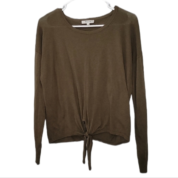 Madewell Tops - Madewell Olive Green Tie Front Longsleeve Top